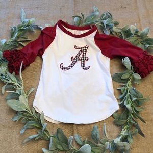 Almost new! Handmade 5 Alabama Raglan Ruffle Tee